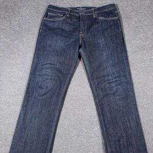Rising Sun & Co Denim Jeans Mens 36x34 Blue Dark Wash Grunge Slim Straight Fit